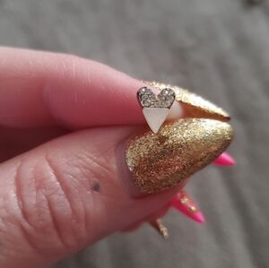 Heart Gem & Quartz Stud Earrings